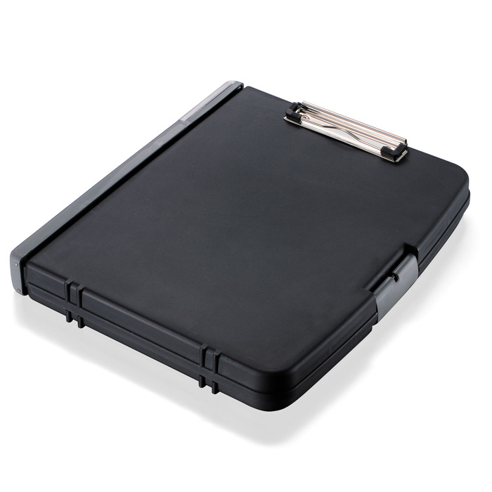 Officemate International 83610 Recycled Plastic Triple File Clipboard Storage Box - Charcoal