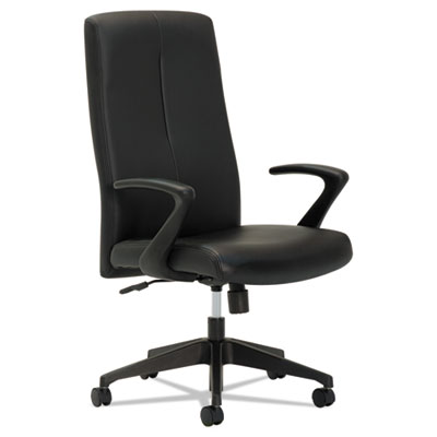 Leather & Mesh Mid-back Chair, Height-adjustable T-bar Arms - Black