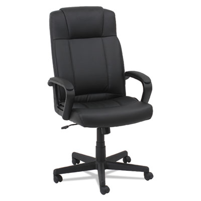 Sl4119 Leather High-back Chair, Fixed Loop Arms - Black