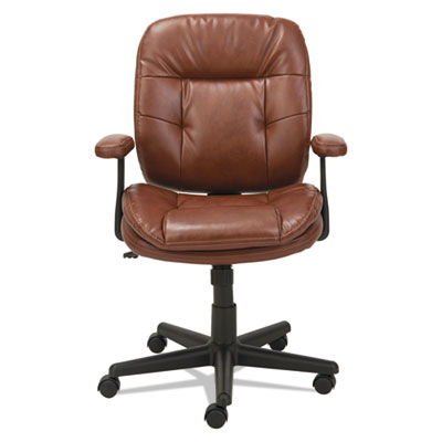 St4859 Swivel & Tilt Leather Task Chair, Fixed T-bar Arms - Chestnut Brown