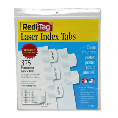 39017 1.13 X 1.25 Laser Printable Index Tabs, White