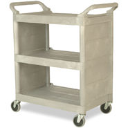 Rubbermaid Commercial Products 335588pla Utility Cart, Three-shelf - Platinum
