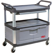 Rubbermaid Commercial Products 4094gra Instrument Cart With Lockable Doors & Sliding Drawers, Gray