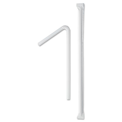 Solo Cup 875wx Wrapped Super-jumbo Flexible Straws, 7.62 In. White