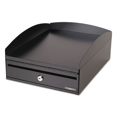 Steelmaster 264657004 Lock It Inbox Desk Tray, Single Tier With Locking Box - Black
