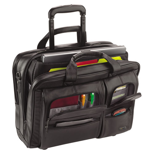 D9574 Classic Leather Rolling Case - Black, 15.6 In.