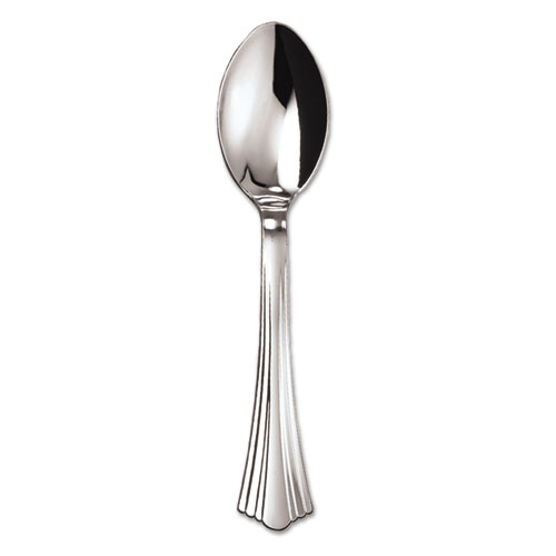 620155 Heavyweight Plastic Spoons 6.25 In. Reflections Design - Silver