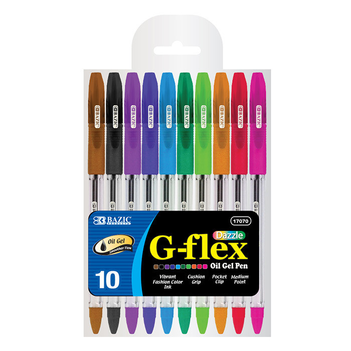 UPC 764608170700 product image for DDI 1934747 BAZIC G-Flex Dazzle Oil Gel Ink Pens - 10 Count  Assorted Colors  Me | upcitemdb.com