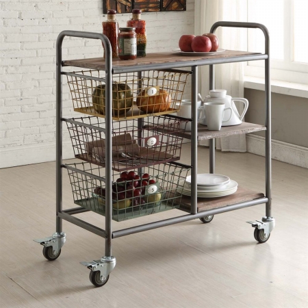 148022 Urban Collection Kitchen Trolley, Black & Grey