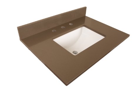 Bellaterra Home Gray Quartz Counter Top With Rectanglar Sink - 30 In.
