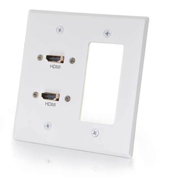 Double Gang Wall Plate Transmitter With One Decora Compatible Cutout - White