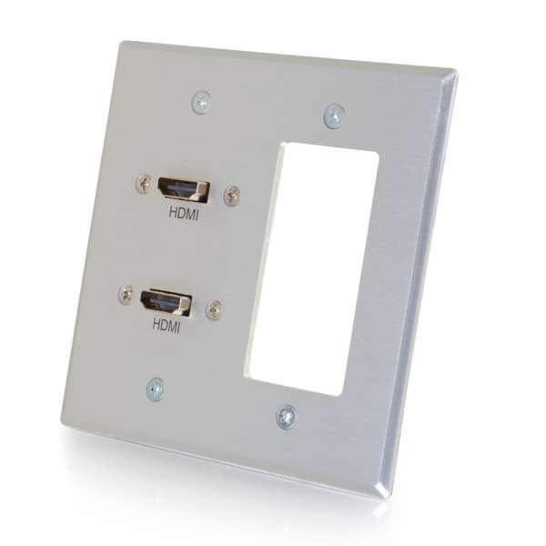 60149 Double Gang Wall Plate Transmitter With One Decora Compatible Cutout - Aluminum