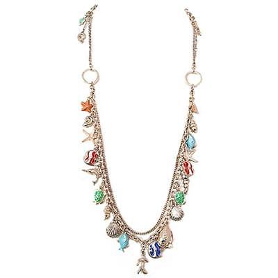 0800000000488 Under The Sea - Multi Charm Gold Chain Long Necklace