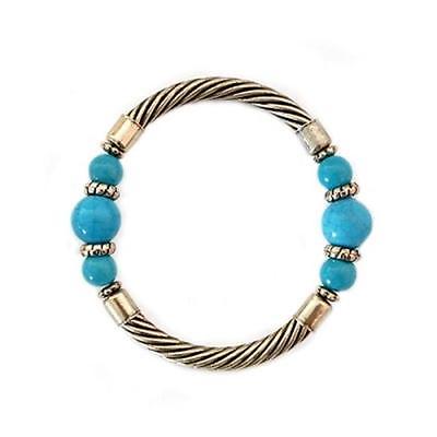 0800000000778 Turquoise Bead Gold Cable Stretch Bracelet
