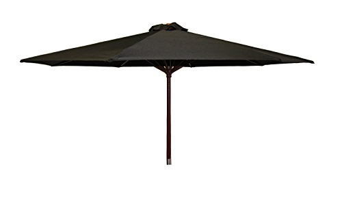 Heininger Holdings 1290 9 Ft. Classic Wood Market Umbrella, Black