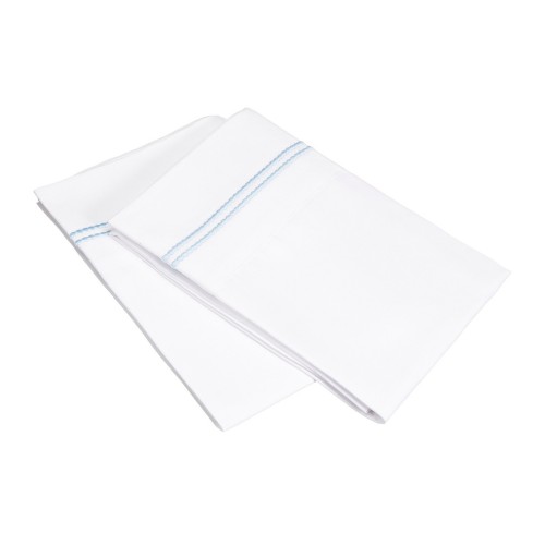 -executive 3000 Mf3000kgpc 2lwhbl Executive 3000 Series King Pillow Cases, 2 Line Embroidery - White & Blue