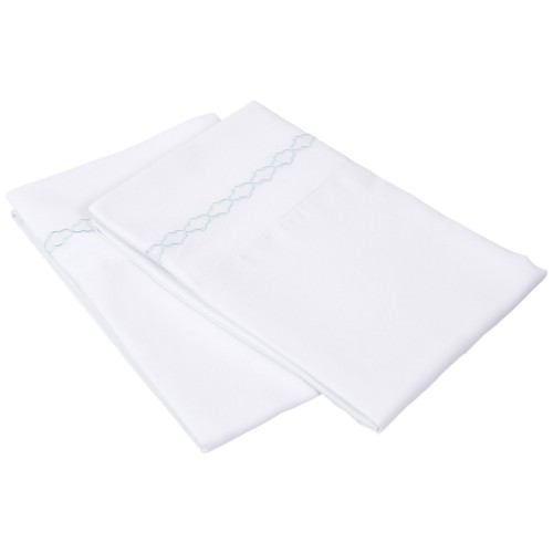 -executive 3000 Mf3000kgpc Clwhbl Executive 3000 Series King Pillow Cases, Clouds Embroidery - White & Blue