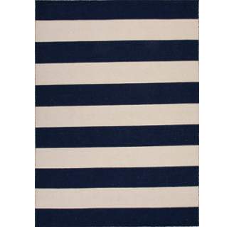 Rug129383 9.6 X 13.6 Ft. Flatweave Stripes Pattern Wool Area Rug, Blue & Ivory