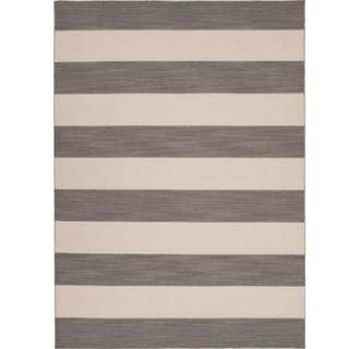 Rug129382 9.6 X 13.6 Ft. Flatweave Stripes Pattern Wool Area Rug, Gray & Ivory