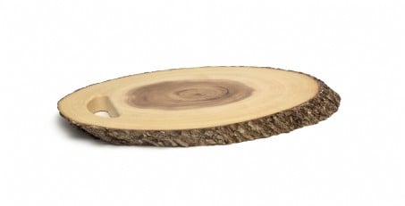 1029 Acacia Bark Oval Serving Tray With Handle