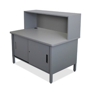 Marvel Group Util0076-at Mailroom Utility Table With Cabinet & Riser, Slate Gray
