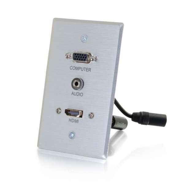60152 Single Gang Wall Plate Transmitter With Vga Plus Stereo Audio - Aluminum