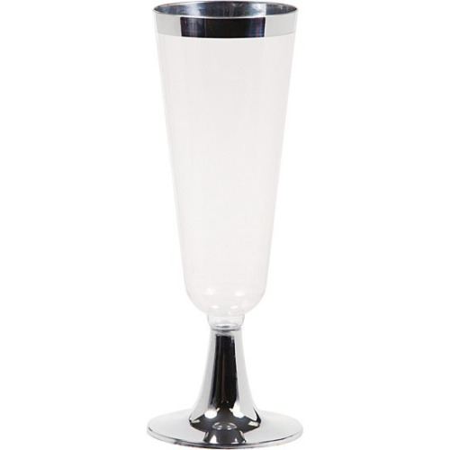 Hoffmaster Group 317312 5.5 Oz. Plastic Champagne Flute With Metallic Rim, Clear