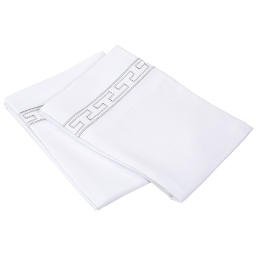 -executive 3000 Mf3000kgpc Rewhgr Executive 3000 Series King Pillow Cases, Regal Embroidery - White & Grey