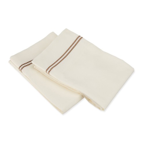 -executive 3000 Mf3000kgpc 2livtp Executive 3000 Series King Pillow Cases, 2 Line Embroidery - Ivory & Taupe