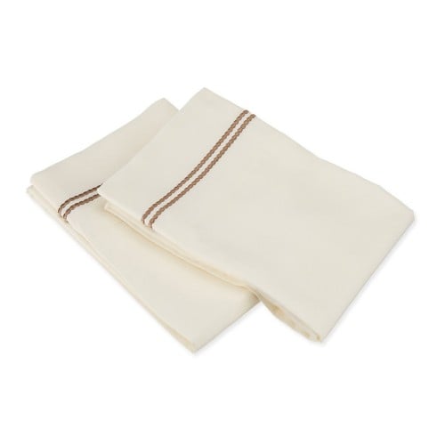 -executive 3000 Mf3000sdpc 2livtp Executive 3000 Series Standard Pillow Cases, 2 Line Embroidery - Ivory & Taupe