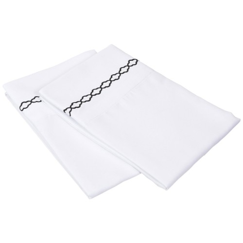 -executive 3000 Mf3000kgpc Clwhbk Executive 3000 Series King Pillow Cases, Clouds Embroidery - White & Black