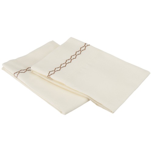 -executive 3000 Mf3000sdpc Clivtp Executive 3000 Series Standard Pillow Cases, Clouds Embroidery - Ivory & Taupe