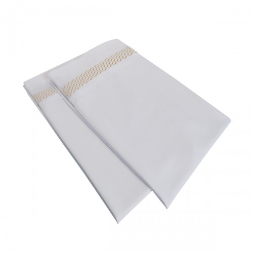 -executive 3000 Mf3000kgpc Pewhgl Executive 3000 Series King Pillow Cases, Peaks Embroidery - White & Gold