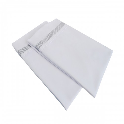 -executive 3000 Mf3000kgpc Pewhgr Executive 3000 Series King Pillow Cases, Peaks Embroidery - White & Grey