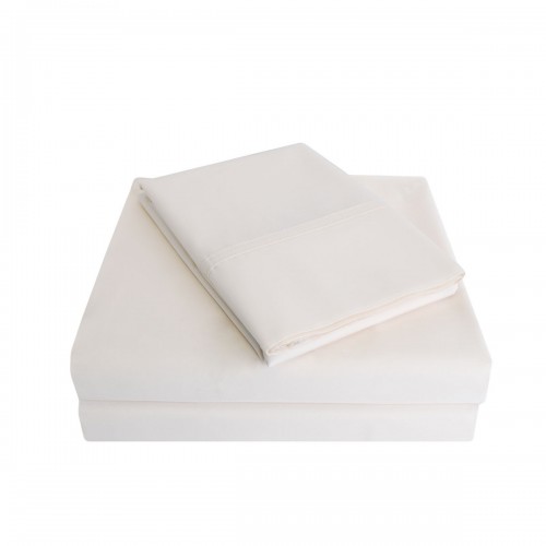 P300qnsh Sliv 300 Queen Sheet Set, Percale Solid Patterned - Ivory