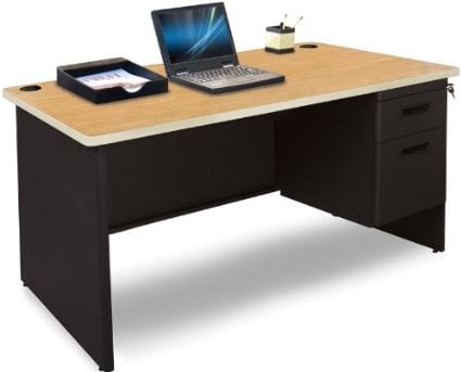 Marvel Group Pdr4830sp-bk-okpu 48 W X 30 D In. Single Pedestal Desk, Oak Laminate & Black
