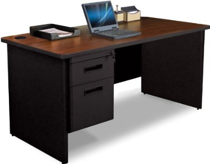 Marvel Group Pdr6030sp-bk-madn 60 W X 30 D In. Single Pedestal Desk, Mahogany Laminate & Black