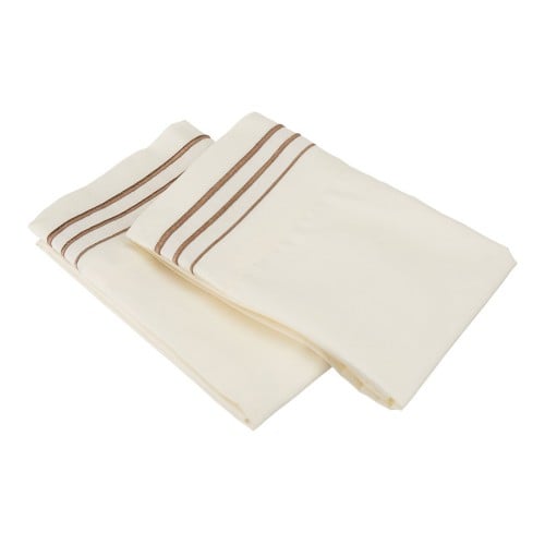 -executive 3000 Mf3000kgpc 3livtp Executive 3000 Series King Pillow Cases Solid, 3 Line Embroidery - Ivory & Taupe