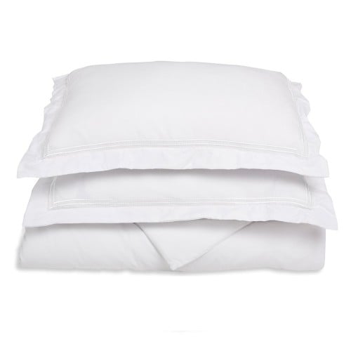 -executive 3000 Mf3000fqdc 2lwhwh Executive 3000 Series Full & Queen Duvet Set, 2 Line Embroidery - White & White