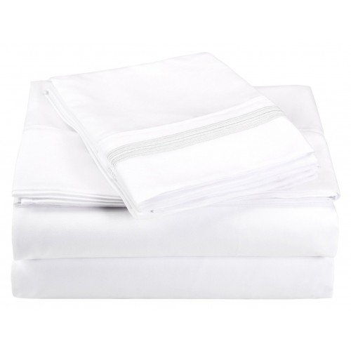 -executive 3000 Mf3000xlsh 5lwhwh Executive 3000 Series Twin Sheet Set, 5-lines Embroidery - White
