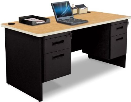 Marvel Group Pdr6030dp-bk-okpu 60 W X 30 D In. Double Pedestal Desk, Oak Laminate & Black