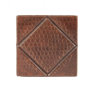 4 X 4 In. Hammered Copper Tile - Diamond