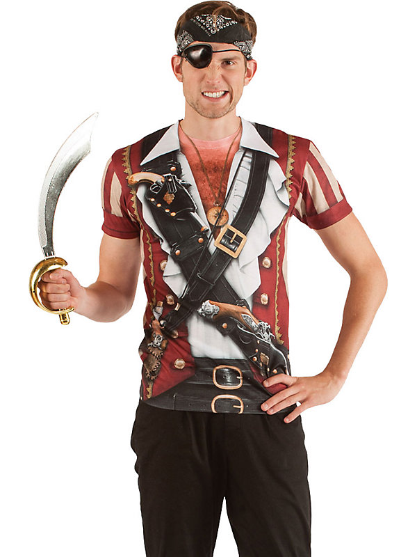 F119405-l Adult Faux Real Pirate Shirt Costume, Large