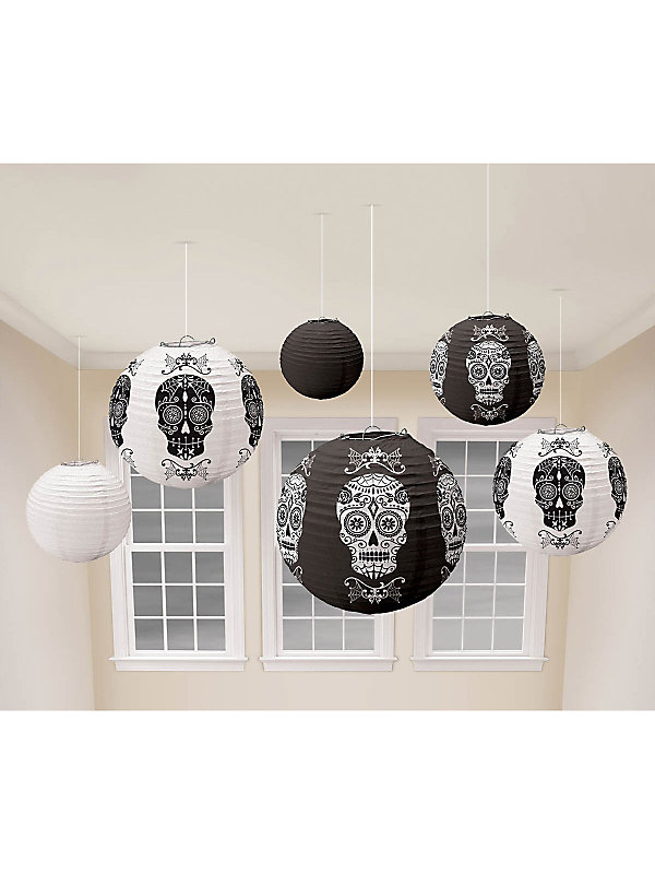 Bb240987 Day Of The Dead Lanterns, 6 Pieces