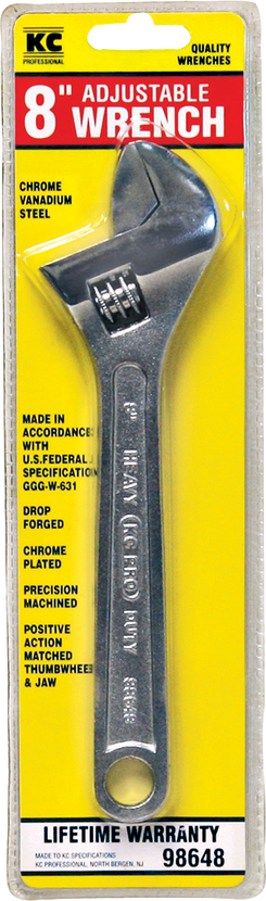 Howard Berger 98648 8 In. Adjustable Wrench, Silver