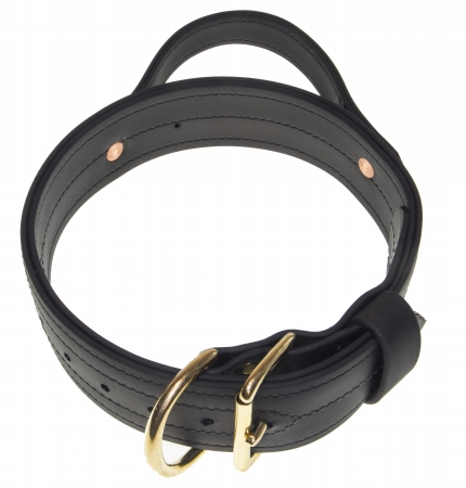 Dogline-viper V3201-1 Biothane Agitation Collar With Handle, Black - 2 W X 15-18 L In.