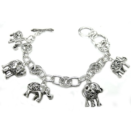 0805470323587 Silver Elephant Charm Bracelet