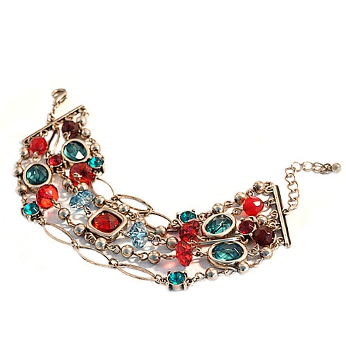 0800000001324 Gold Ox Red Green Mix Beautifully Designed Ethnic Bracelet