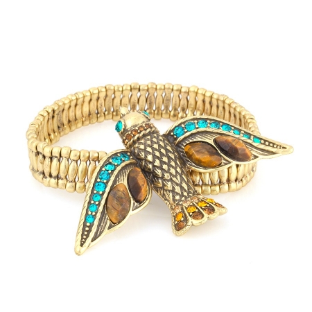 0900000034084 Gold-tone Multi Color Crystal Bird Stretch Bracelets