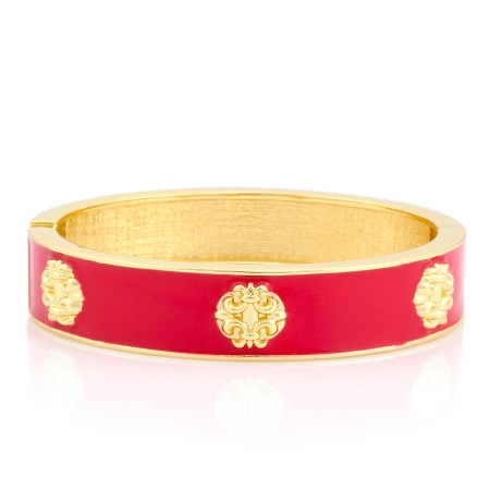 0805470019190 Red And Gold Hinged Bracelet With Gold Enamel